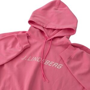 J.Lindeberg Dawn Hoodie Womens S Pink Logo Pullover Cotton Blend Sweatshirt